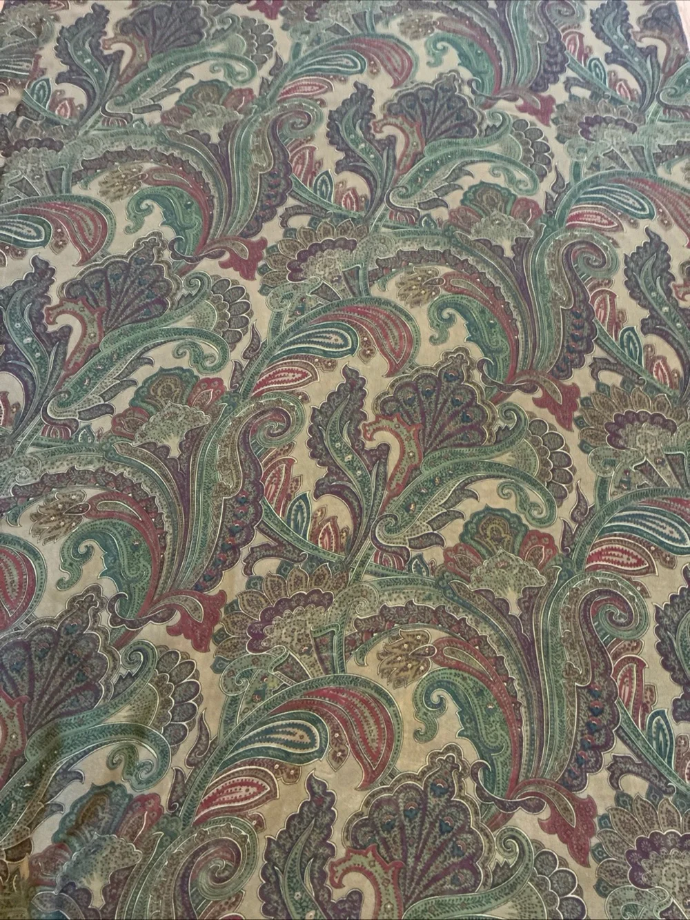 American Living Paisley Sheer Curtain Panel in Olive Green and Brown